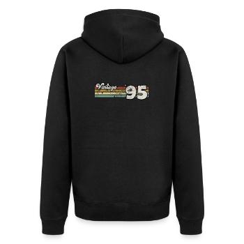 Retro Geburtstag geboren 1995 Slogan Phrase Zitat - Unisex Premium Bio Zip Hoodie - Schwarz - Hinten - Nico (187cm)