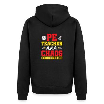 Sportlehrer Sport Lehrer Sportunterricht - Unisex Premium Bio Zip Hoodie - Schwarz - Hinten - Nico (187cm)