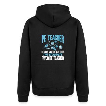 Sportlehrer Sport Lehrer Sportunterricht - Unisex Premium Bio Zip Hoodie - Schwarz - Hinten - Nico (187cm)