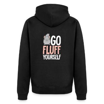 Chinchilla - Unisex Premium Bio Zip Hoodie - Schwarz - Hinten - Nico (187cm)