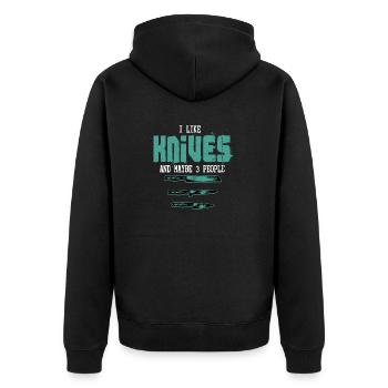 J’aime les couteaux et peut-être 3 personnes hobby couteau Collect - Veste à capuche bio Premium Unisexe - noir - Dos - Nico (187cm)