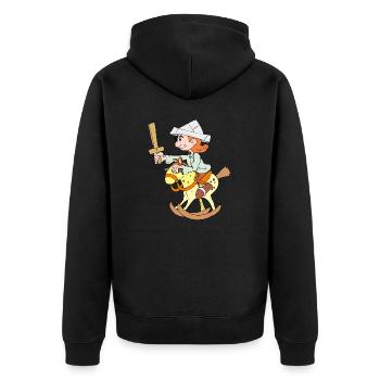 Child is riding a rocking horse - Unisex Premium Organic Zip Hoodie - black - Back - Nico (187cm)