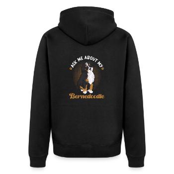 Bernedoodle Dog - Unisex Premium Organic Zip Hoodie - black - Back - Nico (187cm)