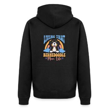 Bernedoodle Hund - Unisex Premium Bio Zip Hoodie - Schwarz - Hinten - Nico (187cm)