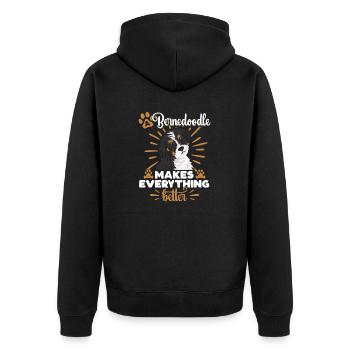 Bernedoodle Hund - Unisex Premium Bio Zip Hoodie - Schwarz - Hinten - Nico (187cm)