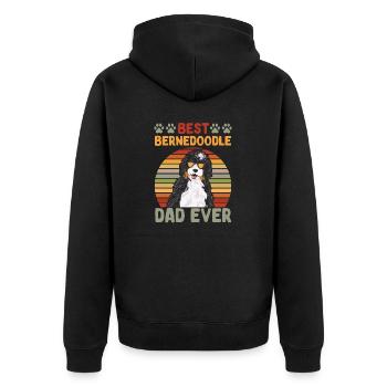 Bernedoodle Dog - Unisex Premium Organic Zip Hoodie - black - Back - Nico (187cm)