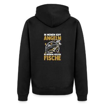 Angler Fishing Fishing Rod Fishing - Unisex Premium Organic Zip Hoodie - black - Back - Nico (187cm)