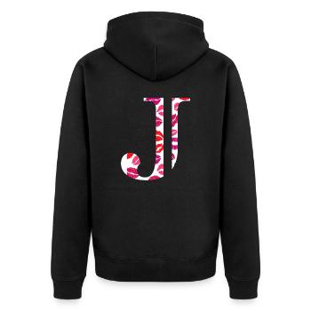 Letter j kisses - Unisex Premium Organic Zip Hoodie - black - Back - Nico (187cm)