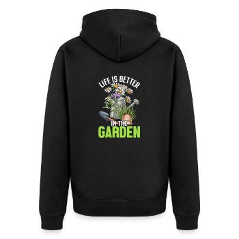 La vie est meilleure dans le jardin Pot tête plante drôle - Veste à capuche bio Premium Unisexe - noir - Dos - Nico (187cm)