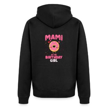 Mami Of The Birthday Girl Donut Grandmother Nana - Unisex Premium Bio Zip Hoodie - Schwarz - Hinten - Nico (187cm)