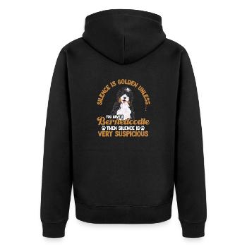 Bernedoodle Dog - Unisex Premium Organic Zip Hoodie - black - Back - Nico (187cm)