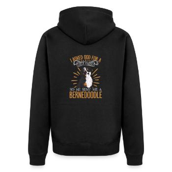 Bernedoodle Dog - Unisex Premium Organic Zip Hoodie - black - Back - Nico (187cm)
