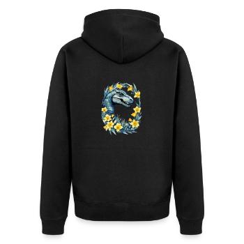 Trex Dinosaur Daffodils - Unisex Premium Organic Zip Hoodie - black - Back - Nico (187cm)