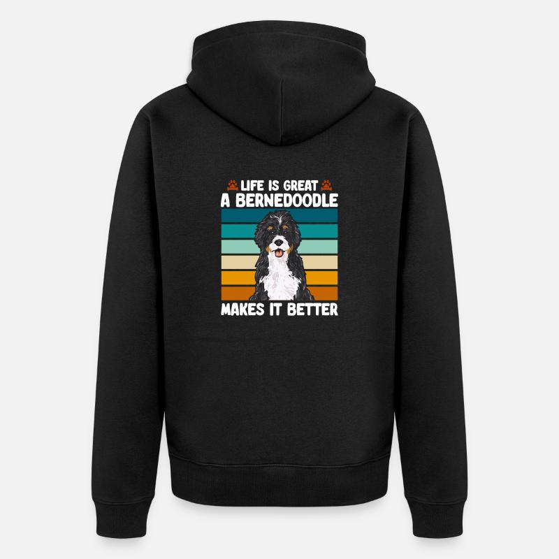 Bernedoodle Hund - Unisex Premium Bio Zip Hoodie - Schwarz