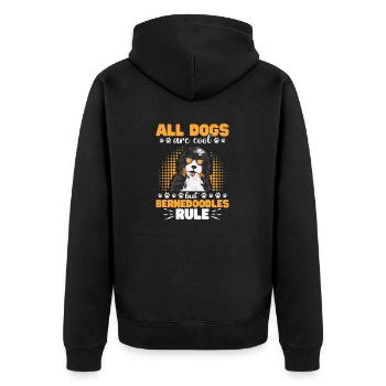 Bernedoodle Hund - Unisex Premium Bio Zip Hoodie - Schwarz - Hinten - Nico (187cm)