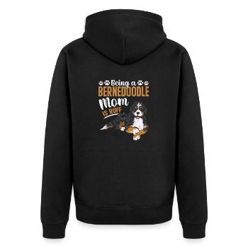 Bernedoodle Dog - Unisex Premium Organic Zip Hoodie - black - Back - Nico (187cm)