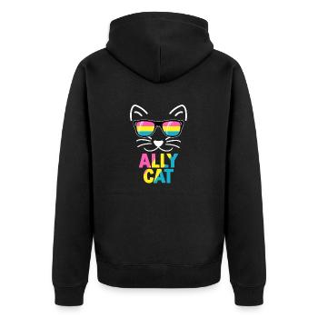 Verbündete Katze Pansexuelles Zeug Pan Pride Flagge LGBTQ - Unisex Premium Bio Zip Hoodie - Schwarz - Hinten - Nico (187cm)