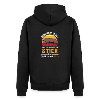 Bulle Retro Stier Sternzeichen Horoskop Stier - Unisex Premium Bio Zip Hoodie - Schwarz - Hinten - Nico (187cm)