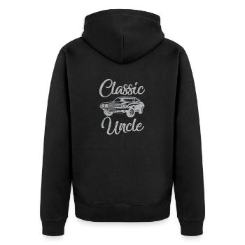 Funny Uncle Saying Classic Car Graphic - Unisex Premium Organic Zip Hoodie - black - Back - Nico (187cm)
