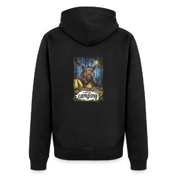 Lets Go Camping Wild Boar Adventure Camping - Unisex Premium Organic Zip Hoodie - black - Back - Nico (187cm)