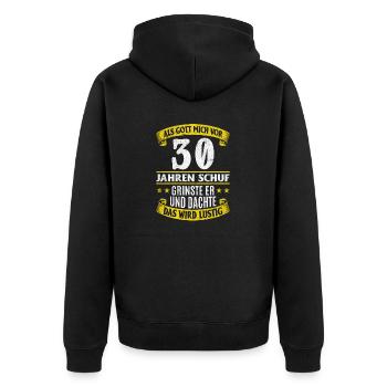 30. Geburtstag - Unisex Premium Bio Zip Hoodie - Schwarz - Hinten - Nico (187cm)