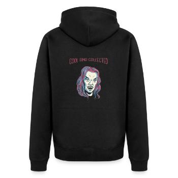 Cool Vampire Retro Halloween Beautiful Hot Fashion - Unisex Premium Organic Zip Hoodie - black - Back - Nico (187cm)
