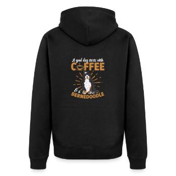 Bernedoodle Hund - Unisex Premium Bio Zip Hoodie - Schwarz - Hinten - Nico (187cm)