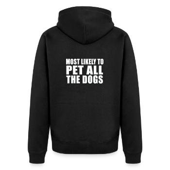 Le Plus Susceptible De Caresser Tous Les Chiens Mignon Drôle - Veste à capuche bio Premium Unisexe - noir - Dos - Nico (187cm)