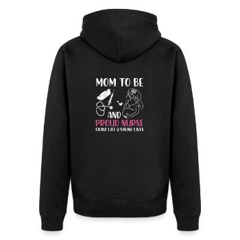 Mom To Be and Proud Nurse RNs LPNs Pregnant Nurses - Unisex Premium Bio Zip Hoodie - Schwarz - Hinten - Nico (187cm)