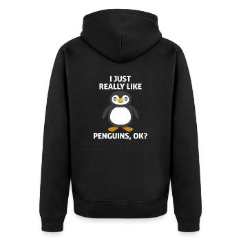 I Just Really Like Penguins OK Ich mag Pinguine - Unisex Premium Organic Zip Hoodie - black - Back - Nico (187cm)