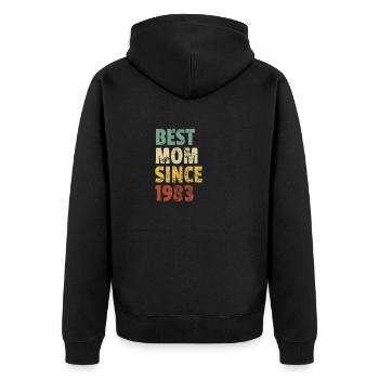 Meilleure maman depuis 1983 citation de slogan de fête des mères - Veste à capuche bio Premium Unisexe - noir - Dos - Nico (187cm)