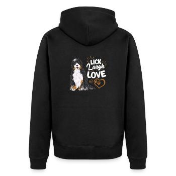 Bernedoodle Dog - Unisex Premium Organic Zip Hoodie - black - Back - Nico (187cm)