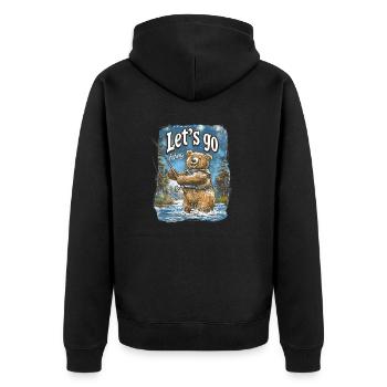 Let's Go Fishing Bear Fishing Fishing - Unisex Premium Organic Zip Hoodie - black - Back - Nico (187cm)