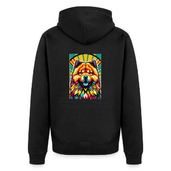 Chow Chow Dog - Unisex Premium Organic Zip Hoodie - black - Back - Nico (187cm)