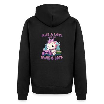 Kawaii Axolotl Anime T pour gamer hobby streamer - Veste à capuche bio Premium Unisexe - noir - Dos - Nico (187cm)
