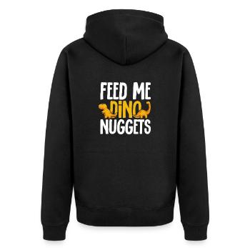 Dino Nuggets Dinosaurier Chicken Nuggets - Unisex Premium Bio Zip Hoodie - Schwarz - Hinten - Nico (187cm)