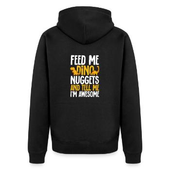 Dino Nuggets Dinosaurier Chicken Nuggets - Unisex Premium Bio Zip Hoodie - Schwarz - Hinten - Nico (187cm)