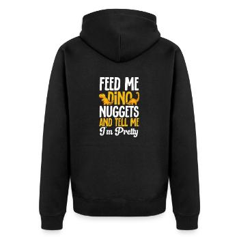 Dino Nuggets Dinosaurier Chicken Nuggets - Unisex Premium Bio Zip Hoodie - Schwarz - Hinten - Nico (187cm)