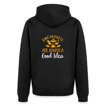 Dino Nuggets Dinosaurier Chicken Nuggets - Unisex Premium Bio Zip Hoodie - Schwarz - Hinten - Nico (187cm)