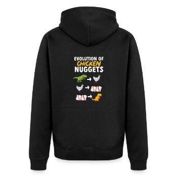 Dino Nuggets Dinosaurier Chicken Nuggets - Unisex Premium Bio Zip Hoodie - Schwarz - Hinten - Nico (187cm)