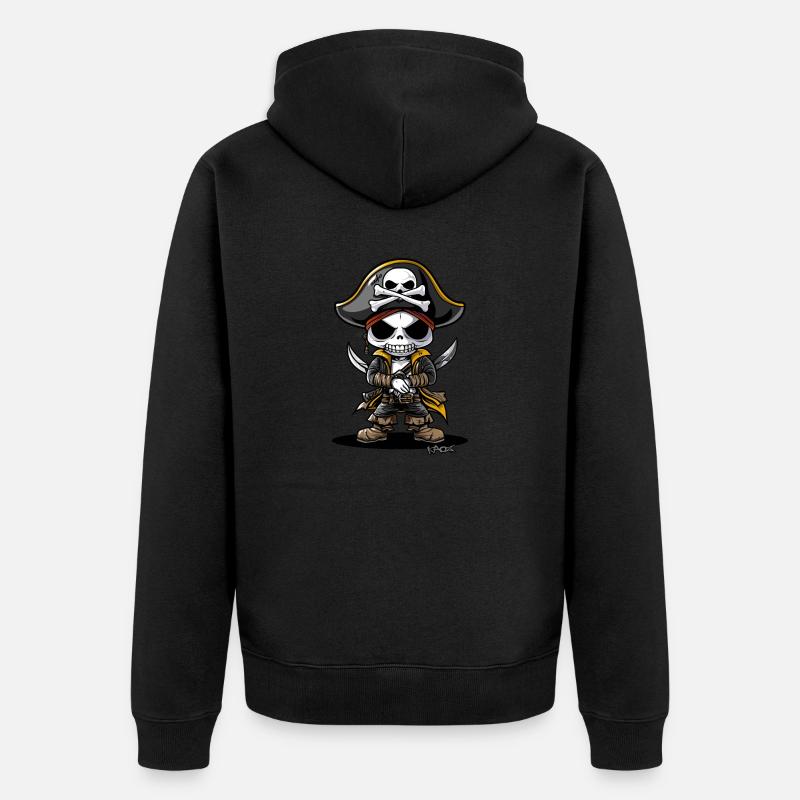 Drôle Chibi Cartoon Squelette Pirate - Veste à capuche bio Premium Unisexe - noir