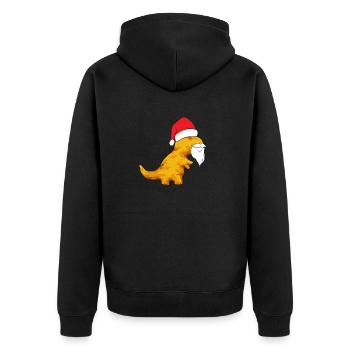 Dino Nuggets Dinosaurier Chicken Nuggets - Unisex Premium Bio Zip Hoodie - Schwarz - Hinten - Nico (187cm)