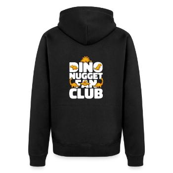 Dino Nuggets Dinosaurier Chicken Nuggets - Unisex Premium Bio Zip Hoodie - Schwarz - Hinten - Nico (187cm)