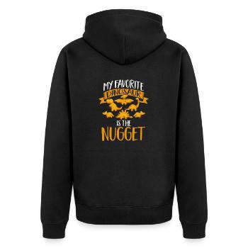 Dino Nuggets Dinosaurier Chicken Nuggets - Unisex Premium Bio Zip Hoodie - Schwarz - Hinten - Nico (187cm)