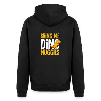 Dino Nuggets Dinosaurier Chicken Nuggets - Unisex Premium Bio Zip Hoodie - Schwarz - Hinten - Nico (187cm)