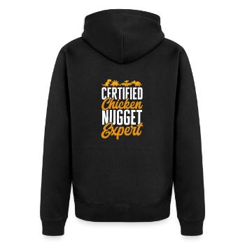 Dino Nuggets Dinosaurier Chicken Nuggets - Unisex Premium Bio Zip Hoodie - Schwarz - Hinten - Nico (187cm)