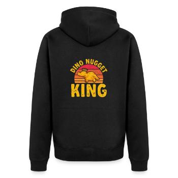 Dino Nuggets Dinosaurier Chicken Nuggets - Unisex Premium Bio Zip Hoodie - Schwarz - Hinten - Nico (187cm)