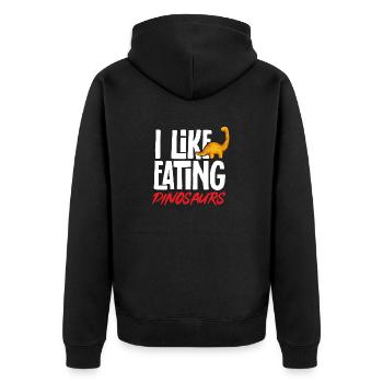 Dino Nuggets Dinosaurier Chicken Nuggets - Unisex Premium Bio Zip Hoodie - Schwarz - Hinten - Nico (187cm)