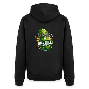 Witziges Gurken Shirt, Gurkenliebhaber, Big Dill - Unisex Premium Bio Zip Hoodie - Schwarz - Hinten - Nico (187cm)