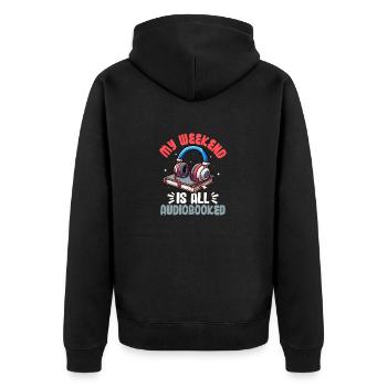 Audiobook Marathoner : Réserver mon week-end - Veste à capuche bio Premium Unisexe - noir - Dos - Nico (187cm)
